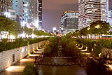 The view of Cheonggyecheon at night