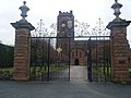 The former gates of Emral Hall, now located at St Mary, Eccleston, Cheshire