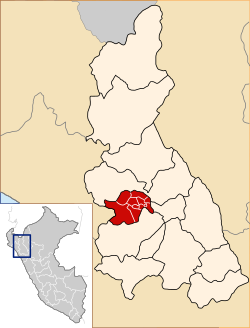Location of Santa Cruz Province in Cajamarca Department.