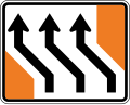 Lane management (three lanes shift to the right)