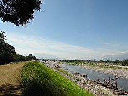 信玄堤（龙王川除场）与釜无川（富士川）