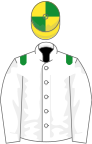 White, green epaulets, yellow and green quartered cap