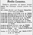 September 16, 1937 schedule for Chicago's distance learning radio broadcasts