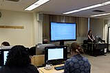 Training session for the Cornell University 2017 Art + Feminism Wikipedia edit-a-thon. Uris Library, February 22, 2017.