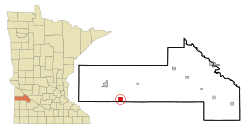 波特在耶洛梅德辛县及明尼苏达州的位置（以红色标示）