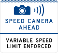 (G6-328-2) Speed Camera Ahead (Variable Speed Limit Enforced) (used in New South Wales)