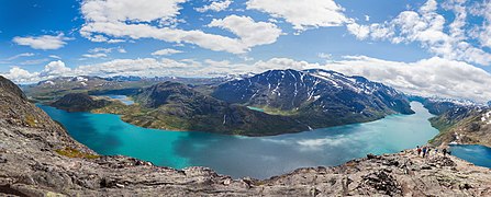Besseggen in Jotunheimen National Park, with the highest mountains in Northern Europe