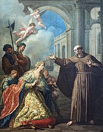 Peter of Alcántara and the Queen of Spain - by Francesco Fontebasso