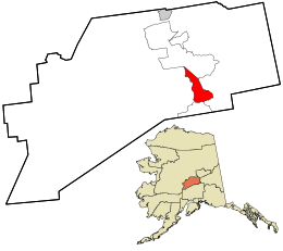 Location in Denali Borough and the state of Alaska.