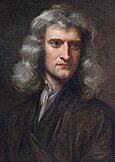 Newton at age 46 in Godfrey Kneller's 1689 portrait.