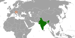 Map indicating locations of India and Slovenia