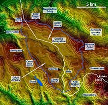 Map of Izera Dark-Sky Park in mountains between Poland and the Czech republic.