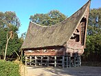 Bolon House of Batak people in North Sumatra, traditional house in ancient Austronesian architectural style