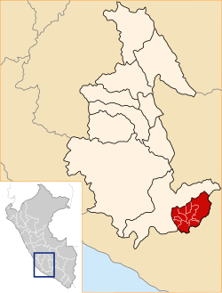 Location of Paucar del Sara Sara in the Ayacucho Region