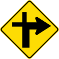 Priority road turns right