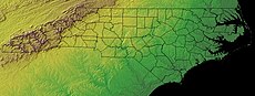 Topographic map of North Carolina