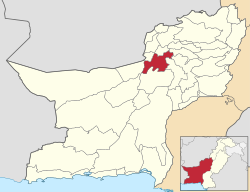Map of Balochistan with Mastung District highlighted
