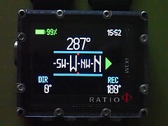 Ratio iX3M GPS dive computer in compass mode