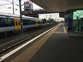 Platform 2 facing east with an EMU in platform 1