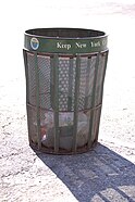 A typical NYC street waste basket