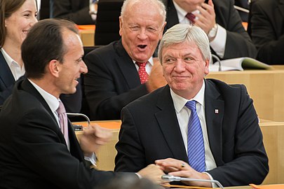 Volker Bouffier im Hessischen Landtag direkt nach seiner Wahl zum Ministerpräsidenten am 18.01.2014