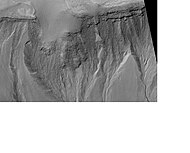 Gullies on mound in Asimov Crater, as seen by HiRISE.