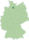 Map of Germany: Position of Hamburg highlighted