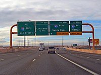 Interstate 25 (Pan-American Freeway) approaching the Big I interchange in Albuquerque, New Mexico, USA