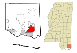 Location of Moss Point in the state of Mississippi