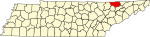 標示出克莱本县位置的地圖