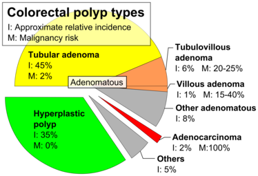 Incidences and malignancy risks of various types of colorectal polyps.