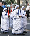 The religious habit (based on the Indian sari) of the Missionaries of Charity, founded by Mother Teresa of Calcutta