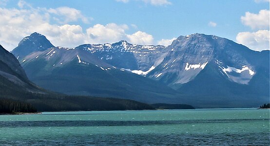 Mt. Smuts (left) and Mt. Shark (right) seen from Spray Lakes