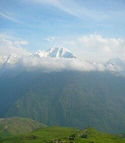 Mount Tebulosmta, the highest peak of the Eastern Caucasus Mountains, is located in Itum-Kalinsky District on the border with Georgia