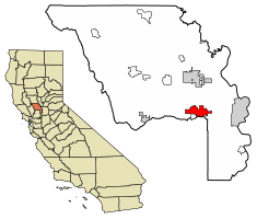 Location of Davis in Yolo County, California
