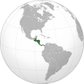 Orthographic projection of Central America without Mexico colored.