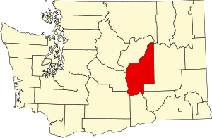 Map of Washington highlighting Grant County