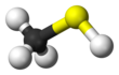 Ball-and-stick model of the methanethiol molecule