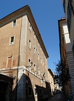 The facade of the Carceri Nuove along Via Giulia