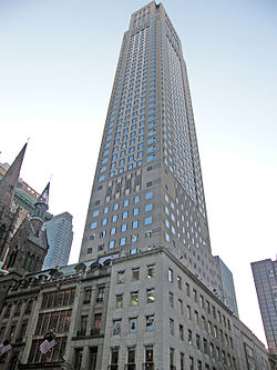 The tower of 712 Fifth Avenue as viewed from a nearby intersection