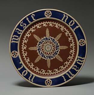 Bread plate, by Augustus Pugin, 1850, stoneware, Metropolitan Museum of Art