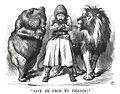 Image 59Political cartoon depicting the Afghan Emir Sher Ali with the rival "friends" the Russian Bear and British Lion (1878) (from History of Asia)