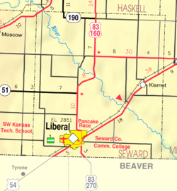 KDOT map of Seward County (legend)