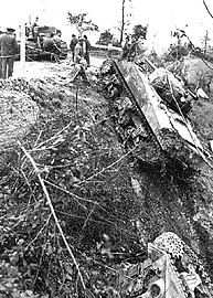 Canadian Sherman tank driven off the road by German mortar fire, 10 Dec 1943