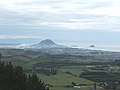 The view from the Papamoa Hills towards Mount Maunganui taking in the Papamoa ignimbrite formations and that includes the Upuhue and Mangatawa vents.