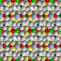 Structure of apophyllite viewed in the {100} direction, parallel to layering