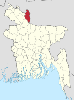 Location of Kurigram District in Bangladesh