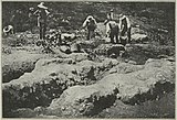 Black-and-white photograph of a tomb being excavated.