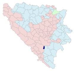 Location of Istočni Mostar within Bosnia and Herzegovina