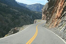 (November 2015) U.S. Route 550 in the Uncompahgre Gorge in Colorado